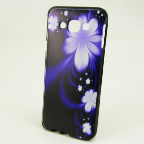 Силиконов гръб ТПУ за Samsung Galaxy A8 A800F черен с лилави цветя